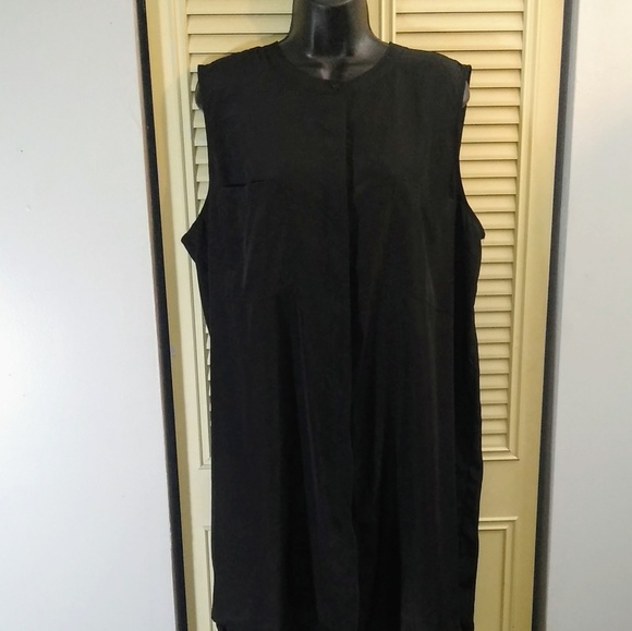Black sleeveless shirt dress with high low - Picture 7 of 8